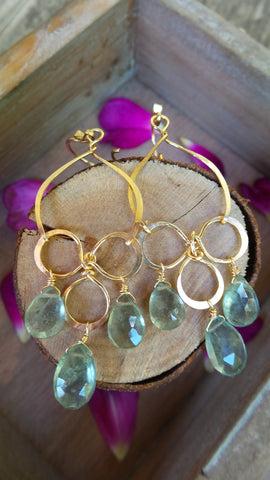 Moss Aquamarine Trinity Loop Earrings